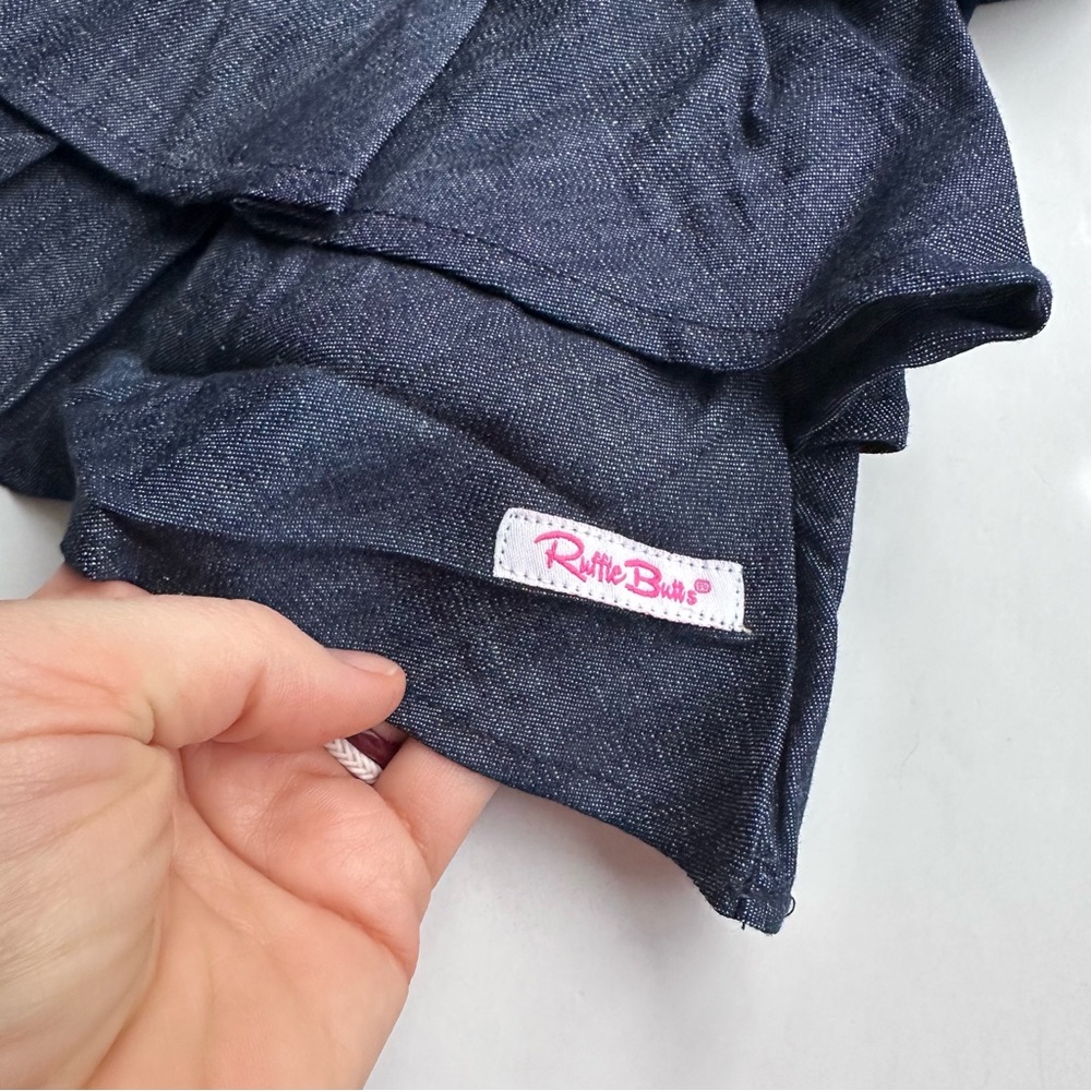 RuffleButts Ruffled Denim Bow Skirt - Picture 3 of 4